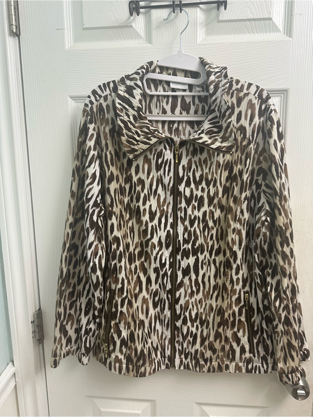 Chico’s Leopard Print Zip-Front Jacket - Brown & Cream